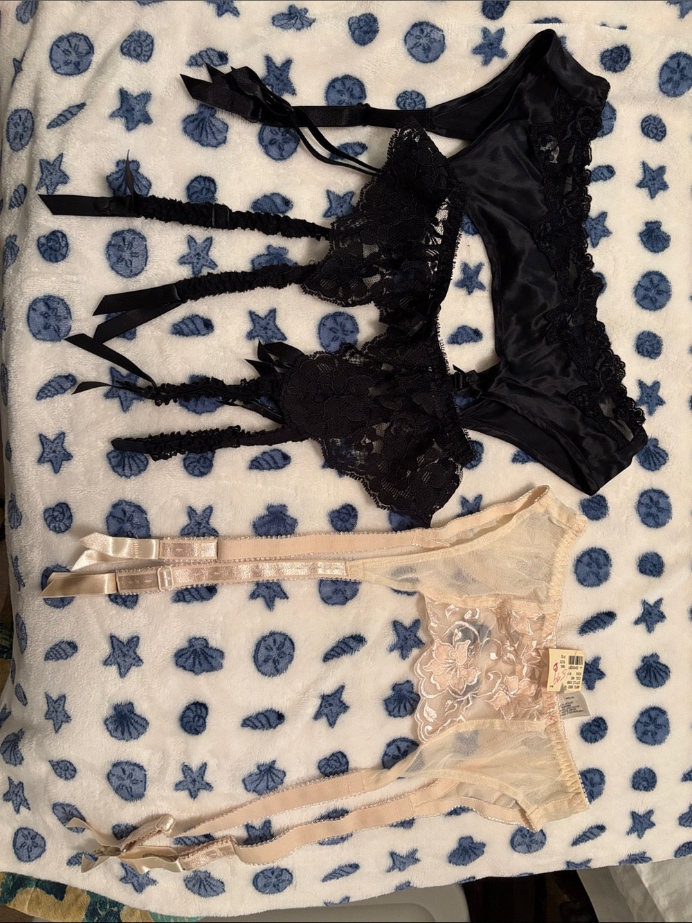 Vintage Victorias Secret garter belts- Black, light pink/nude size small